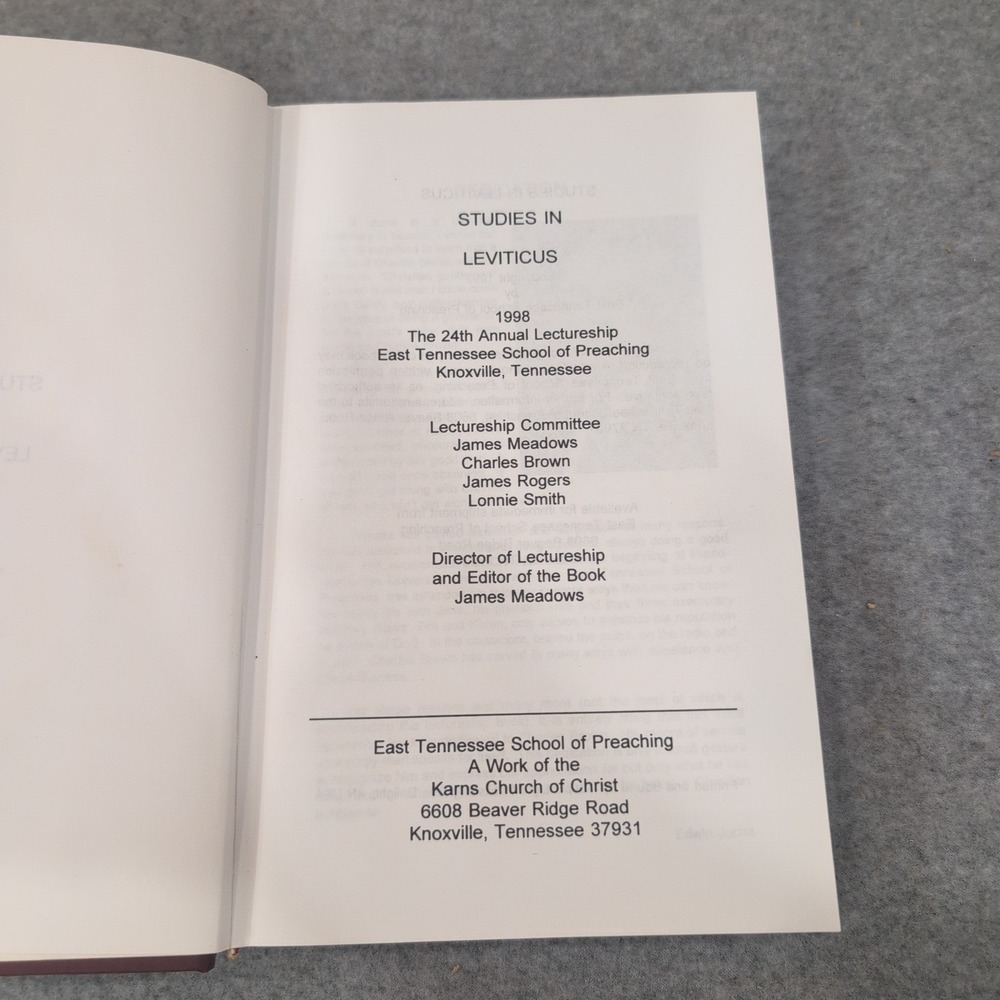 Studies in Leviticus 1998 East Tennessee School of Preaching Lectureship Book - Picture 3 of 7